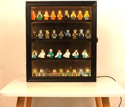 ليزدباي حافظة عرض مجسمة صغيرة، حافظة زجاجية لعرض المجسمات، تأتي مع لوحة قاعدة صغيرة من بيليه، اضواء متغيرة اللون، ارفف قابلة للازالة قابلة للقفل، لون اسود in Kuwait