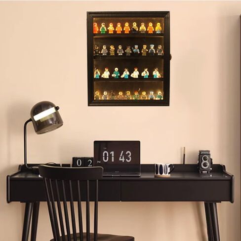 ليزدباي حافظة عرض مجسمة صغيرة، حافظة زجاجية لعرض المجسمات، تأتي مع لوحة قاعدة صغيرة من بيليه، اضواء متغيرة اللون، ارفف قابلة للازالة قابلة للقفل، لون اسود in Kuwait