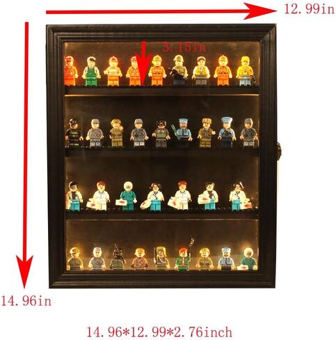 ليزدباي حافظة عرض مجسمة صغيرة، حافظة زجاجية لعرض المجسمات، تأتي مع لوحة قاعدة صغيرة من بيليه، اضواء متغيرة اللون، ارفف قابلة للازالة قابلة للقفل، لون اسود in Kuwait