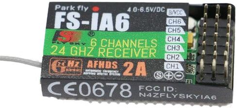 جهاز استقبال Flysky FS-IA6 2.4 جيجا هرتز 6 قنوات RC، مخرج PPM بلاستيكي محايد مع منفذ iBus مع هوائي مزدوج لـ FS FS-i4 i6 i10 GT2E GT2F GT2G Transmitter RC210 (قطعة واحدة FS-IA6) in Kuwait