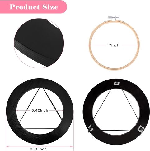 Aoibrloy Wood 7 Inch Embroidery Hoop Frame, Round Black Finished Cross Stitch Hoop Frame for DIY Embroidery Craft and Home Hanging Decorations in Kuwait
