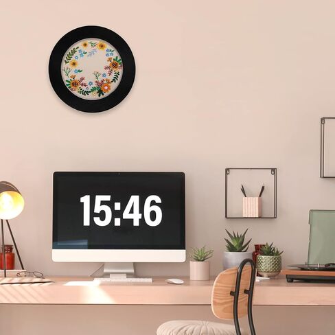 Aoibrloy Wood 7 Inch Embroidery Hoop Frame, Round Black Finished Cross Stitch Hoop Frame for DIY Embroidery Craft and Home Hanging Decorations in Kuwait