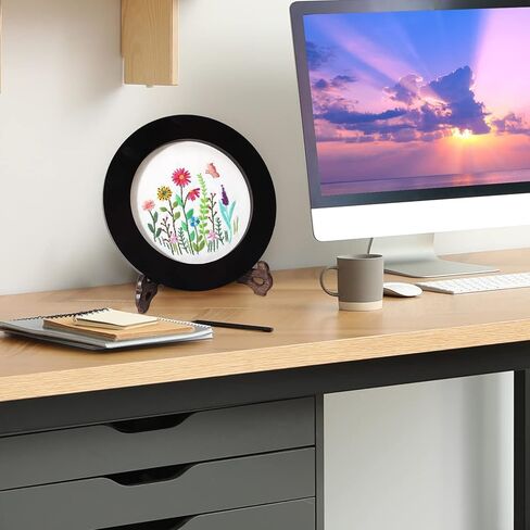 Aoibrloy Wood 7 Inch Embroidery Hoop Frame, Round Black Finished Cross Stitch Hoop Frame for DIY Embroidery Craft and Home Hanging Decorations in Kuwait