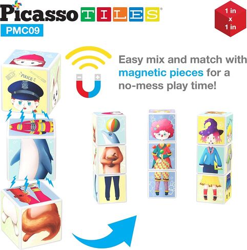 PicassoTiles 1" Infinite Magnetic Puzzle Game Magic Pixy Cube Puzzles Brain Teaser Set w/Free Ideabook Kids Toy Magnet Pattern Block Matching Card Challenge Toys Inspiration STEM Learning PTC16 in Saudi Arabia