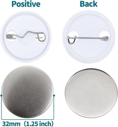 Happizza 200 Sets 58mm(2.25 in) Blank Pin Back Buttons Parts for Button Maker Machine 58mm, Round Badge Making Supplies, Includes Metal Cover, Plastic Button Back Cover, Clear Film&Blank Paper in Kuwait