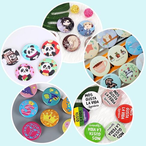 Happizza 200 Sets 58mm(2.25 in) Blank Pin Back Buttons Parts for Button Maker Machine 58mm, Round Badge Making Supplies, Includes Metal Cover, Plastic Button Back Cover, Clear Film&Blank Paper in Kuwait