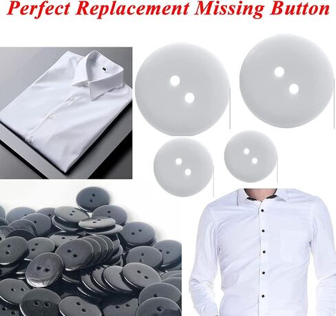 زر أسود للخياطة - 200 قطعة من أزرار معطف الجينز المتنوعة - فتحتين كبيرتين مشبك زينة مصنوع يدويًا مع 3 مقاسات للملابس، قبعة البنطلون، مجموعة مشبك خياطة يدوية من الراتنج الدائري in Kuwait