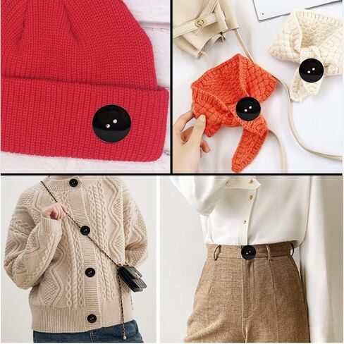 زر أسود للخياطة - 200 قطعة من أزرار معطف الجينز المتنوعة - فتحتين كبيرتين مشبك زينة مصنوع يدويًا مع 3 مقاسات للملابس، قبعة البنطلون، مجموعة مشبك خياطة يدوية من الراتنج الدائري in Kuwait