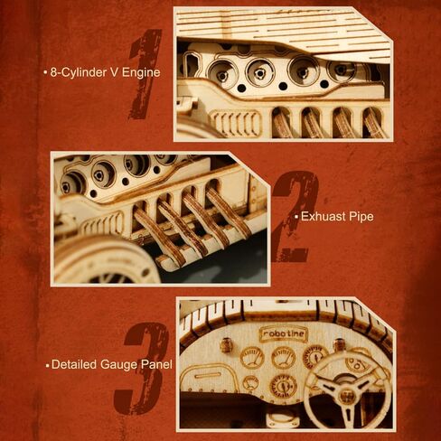 ROKR 3D Wooden Puzzle-Mechanical Car Model-Self Building Vehicle Kits-Brain Teaser Toys-Best Gift for Adults and Kids on Birthday/Christmas Day (Grand Prix Car) in Saudi Arabia