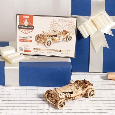 ROKR 3D Wooden Puzzle-Mechanical Car Model-Self Building Vehicle Kits-Brain Teaser Toys-Best Gift for Adults and Kids on Birthday/Christmas Day (Grand Prix Car) in Saudi Arabia