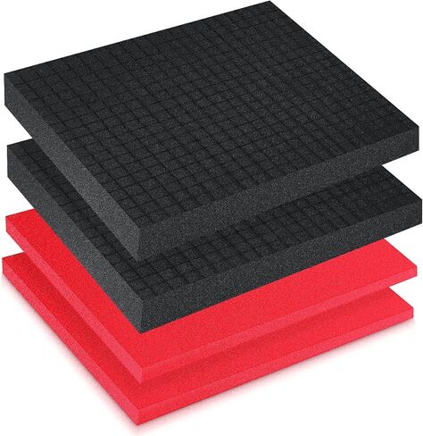 Frienda 4 Pcs Foam for Cases Pick Apart Foam Inserts 2 Size Pluck Foam Pluck Pre Cube Sheet Foam with Bottom Use for Board Game Box Cases Storage Drawer Tool Box Foam, Black Red(16 x 12 x 2'') in Saudi Arabia