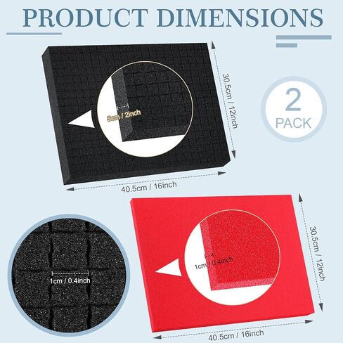 Frienda 4 Pcs Foam for Cases Pick Apart Foam Inserts 2 Size Pluck Foam Pluck Pre Cube Sheet Foam with Bottom Use for Board Game Box Cases Storage Drawer Tool Box Foam, Black Red(16 x 12 x 2'') in Saudi Arabia