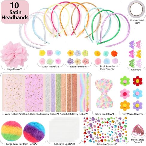 مجموعة صنع عصابة الرأس VOD VISUAL، اصنعي عصابات الرأس الأنيقة الخاصة بك للفتيات، مجموعة تزيين الشعر DIY الفنون والحرف اليدوية للأطفال من سن 5 إلى 12 عامًا in Kuwait