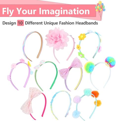 مجموعة صنع عصابة الرأس VOD VISUAL، اصنعي عصابات الرأس الأنيقة الخاصة بك للفتيات، مجموعة تزيين الشعر DIY الفنون والحرف اليدوية للأطفال من سن 5 إلى 12 عامًا in Kuwait