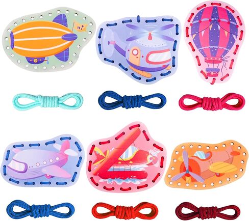 Zeoddler Wooden Animals Lacing Card for Kids 3-5, Sewing Cards for Toddlers, Art and Craft for Kids, Fine Motor Skill Toys, 6 Wooden Panels and 6 Matching Laces, Gift for Boys, Girls in Kuwait