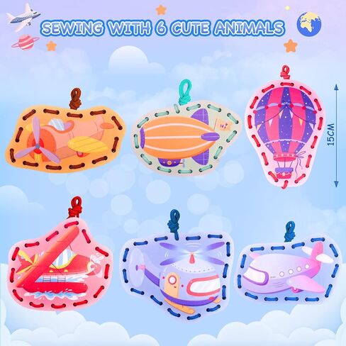 Zeoddler Wooden Animals Lacing Card for Kids 3-5, Sewing Cards for Toddlers, Art and Craft for Kids, Fine Motor Skill Toys, 6 Wooden Panels and 6 Matching Laces, Gift for Boys, Girls in Kuwait