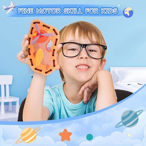 Zeoddler Wooden Animals Lacing Card for Kids 3-5, Sewing Cards for Toddlers, Art and Craft for Kids, Fine Motor Skill Toys, 6 Wooden Panels and 6 Matching Laces, Gift for Boys, Girls in Kuwait