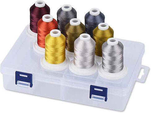 Simthread Embroidery Thread with Storage Box, 800 Yards Snap Spools 9 Brown Colors for Embroidery and Sewing Machine in Saudi Arabia