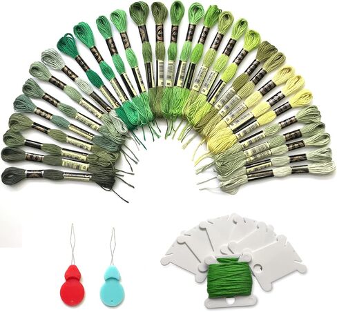 Embroidery Floss 30 Skeins Cross Stitch Threads Friendship Bracelets Floss with 10 Pcs Floss Bobbins and 2 Pcs Needle Threader (Blue) in Kuwait