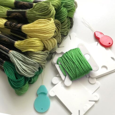 Embroidery Floss 30 Skeins Cross Stitch Threads Friendship Bracelets Floss with 10 Pcs Floss Bobbins and 2 Pcs Needle Threader (Blue) in Kuwait