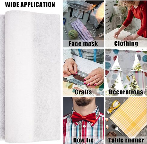 واجهة قابلة للانصهار من القطن المنسوج، 11.6 بوصة × 30 ياردة، حديد متوسط ​​الوزن غير منسوج على واجهة بوليستر أحادية الجانب لبلوزات القمصان، مستلزمات الحرف اليدوية (أبيض متوسط ​​الوزن) in Kuwait