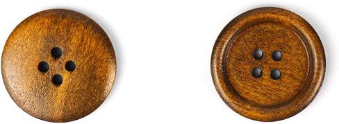 50 Pcs 1 inch Wooden Buttons, 25mm Premium Buttons for Sewing Craft Clothing, Brown Color, Natural Chestnut Made, 4 Hole in Kuwait