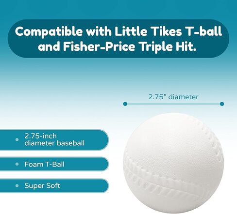 كرة البيسبول الإسفنجية الناعمة من فور براذرز | كرة بديلة لـ Little Tikes T-Ball وFisher-Price Triple Hit in Kuwait