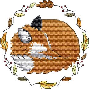 مجموعات الغرز المتقاطعة، مجموعة تطريز Awesocrafts Hibernate-Fox السهلة للخياطة المتقاطعة لوازم عيد الميلاد، مختومة أو معدودة (ثعلب، مختوم)