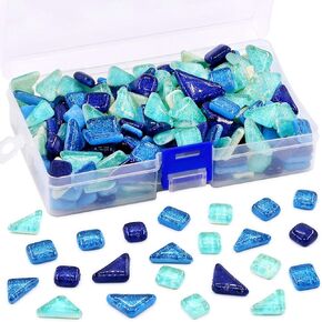 Swpeet 1 Pound Mixed Colors Shine Crystal Series Mosaic Tiles Assortment Kit, Square and Triangle Genuine Mosaic Tiles Glitter Crystal Mosaic Perfect for Home Decoration Crafts in Kuwait