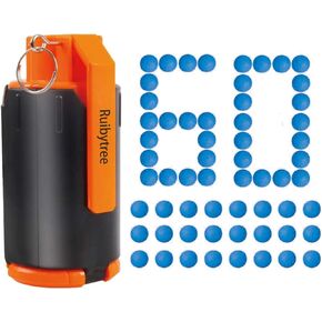 Ruibytree Tactical Plastic Toy Bomb for Nerf CS Nerf Rival Battle Game with 60PCS Rounds Refill Bullet Balls Ammo (Blue)