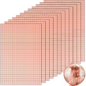 Self-adhesive Mirrors Mosaic Tiles Mirror Tiles Self Adhesive Disco Mirror Tiles Craft Mirror Tiles Mirror Mosaic Tiles Mosaic Tiles Mirror for DIY, 5 x 5 mm (Rose Gold, 7200 Pieces)
