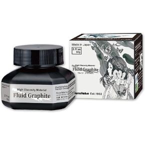 Kuretake ZIG FLUID GRAPHITE Paint 60ml METALLIC BLACK for Craft, Art, Illustration, Dip pen, Calligraphy Art, Lettering, Journaling, professional artists and amateur hobbyists, Made in Japan