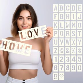 42pcs Traceable Interlocking Stencil Template Set, 3 Inch Reusable Letter Stencils, Alphabet Numbers and Symbols for Painting On Wood Bullet Journal Canvas Rock Sign Wall Art Fabric Chalkboard in Kuwait