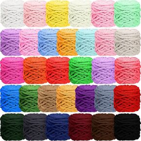 Timgle 32 skeins مكتنزة غزل الشنيل للكروشيه، 1470 ياردة ضخمة سميكة غزل رقيق مخملي ناعم غزل قطيفة لمشروع الحرف اليدوية بطانية الحياكة 32 لونًا in Kuwait
