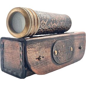 مشكال نحاسي عتيق مع غطاء من الجلد وصندوق مصنوع يدويا بمظهر عتيق بلمسة نهائية عتيقة وعدسة عاكسة هدايا للاطفال والاصدقاء والعائلة والاطفال in Kuwait