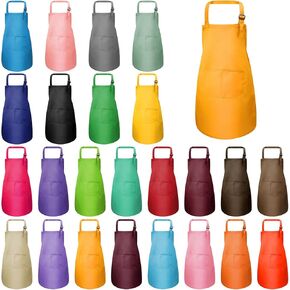 مريلة اطفال مع جيب من تيسوراست، مريلة شيف قابلة للتعديل، مآزر رسم للاطفال للخبز والرسم والطبخ لعمر 7-13 سنة، 24 لون، 18.1 × 24.4 انش, 24 لونًا in Kuwait