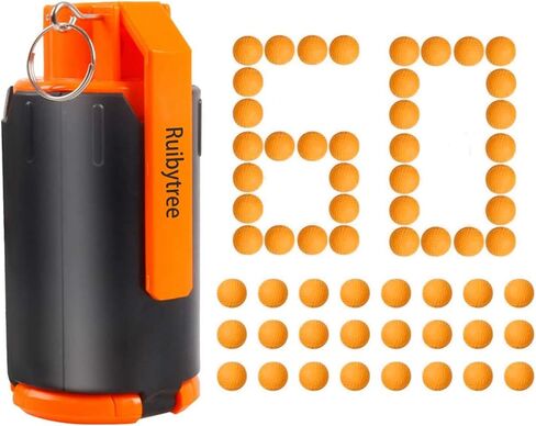 Ruibytree Tactical Plastic Toy Bomb for Nerf CS Nerf Rival Battle Game with 60PCS Rounds Refill Bullet Balls Ammo (Blue) in Kuwait