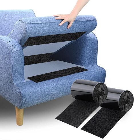 مقبض وسادة أريكة ملفوف غير قابل للانزلاق للحفاظ على وسائد الأريكة من الانزلاق، شريط لاصق ذاتي اللصق لوسادة الأريكة (10 سم × 3 متر، أسود) in Kuwait