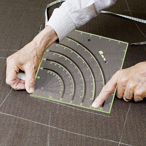 مسطرة لحاف، أقواس ومروحة لحاف دائري مسطرة متعددة الوظائف قوس القطع مسطرة مسطرة، مسطرة لحافة أكريليك مع خطوط مزدوجة ملونة لقطع قماش مسطرة قالب خياطة الحرف in Kuwait