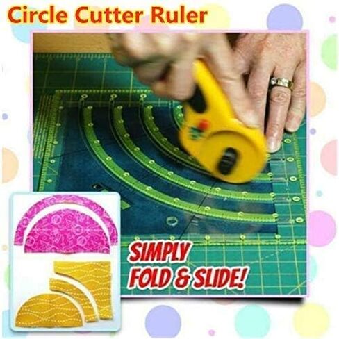 مسطرة لحاف، أقواس ومروحة لحاف دائري مسطرة متعددة الوظائف قوس القطع مسطرة مسطرة، مسطرة لحافة أكريليك مع خطوط مزدوجة ملونة لقطع قماش مسطرة قالب خياطة الحرف in Kuwait