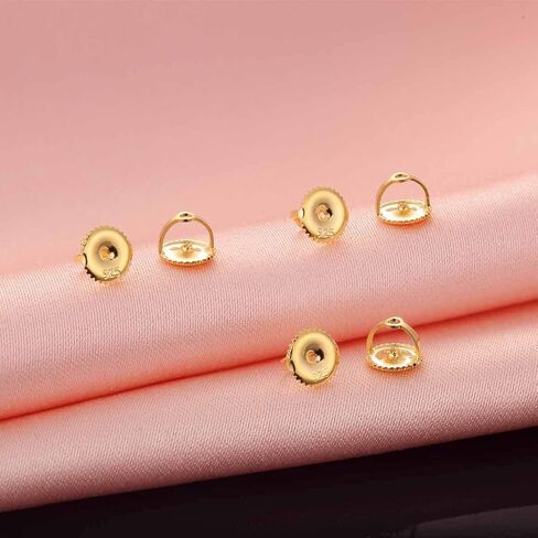 DELECOE 2 Pairs 14K Gold Screw On Earring Backs for Diamond Studs 925 Stering Silver Hypoallergenic Screw Backs Replacement Fit Post Sizes .032'/0.8mm Gold Color in Kuwait