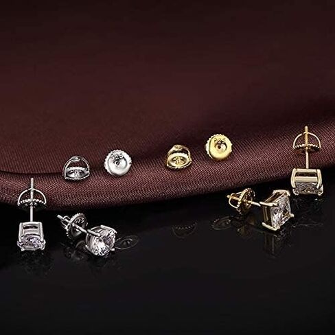 DELECOE 2 Pairs 14K Gold Screw On Earring Backs for Diamond Studs 925 Stering Silver Hypoallergenic Screw Backs Replacement Fit Post Sizes .032'/0.8mm Gold Color in Kuwait