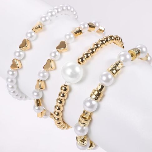 NQEUEPN 610 قطعة خرز لصنع الأساور، 4/6/8/10/12 مم مجموعة خرز اللؤلؤ DIY لصنع المجوهرات الساحرة خرز فاصل فضفاض خرز اللؤلؤ لصنع الأساور والمجوهرات (أبيض) in Kuwait