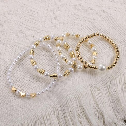 NQEUEPN 610 قطعة خرز لصنع الأساور، 4/6/8/10/12 مم مجموعة خرز اللؤلؤ DIY لصنع المجوهرات الساحرة خرز فاصل فضفاض خرز اللؤلؤ لصنع الأساور والمجوهرات (أبيض) in Kuwait