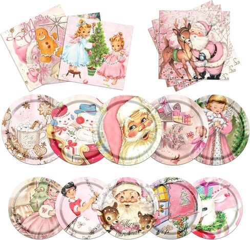 dydamud الوردي زينة عيد الميلاد، الرجعية الملاك الأخوات أدوات المائدة مجموعات خمر لوحات حزب سانتا والمناديل شجرة متمنيا لفصل الشتاء عيد الميلاد عطلة حزب تفضل in Kuwait