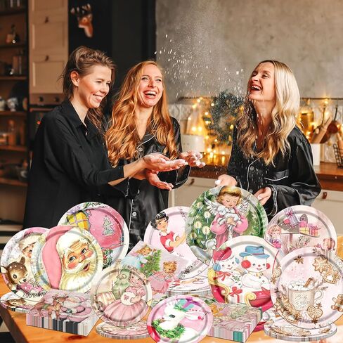 dydamud الوردي زينة عيد الميلاد، الرجعية الملاك الأخوات أدوات المائدة مجموعات خمر لوحات حزب سانتا والمناديل شجرة متمنيا لفصل الشتاء عيد الميلاد عطلة حزب تفضل in Kuwait