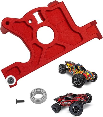 ترقيات تركيب محرك الألومنيوم من Rcarmumb لمركبات رالي 1/10 Rustler 4x4 Slash LCG أو 1/10 VXL، ترقيات جزء المحرك المصنوع من خليط معدني، قطعة واحدة، أحمر in Kuwait