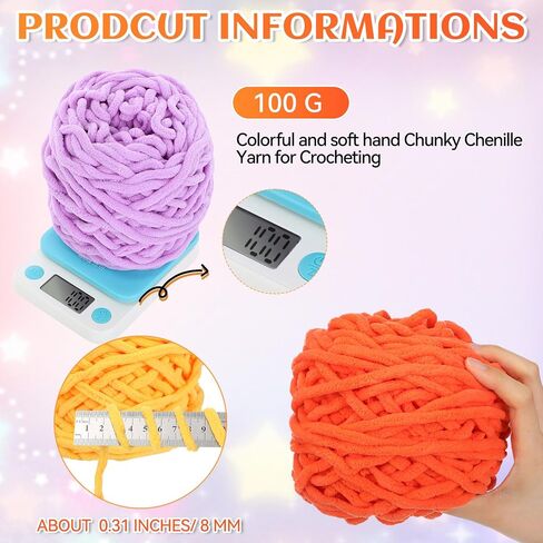 Timgle 32 skeins مكتنزة غزل الشنيل للكروشيه، 1470 ياردة ضخمة سميكة غزل رقيق مخملي ناعم غزل قطيفة لمشروع الحرف اليدوية بطانية الحياكة 32 لونًا in Kuwait