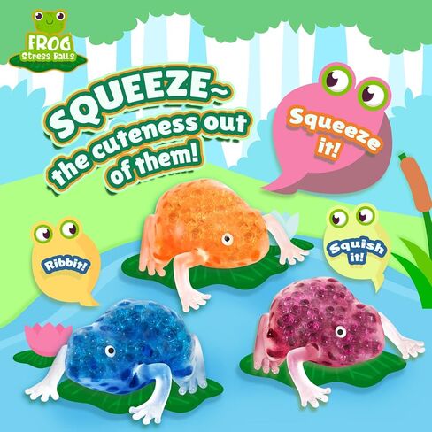 وليوليتوي لعبة خرز مائي حسي للاطفال، كرات ضغط ملونة على شكل ضفدع، العاب حسية على شكل حيوان لتهدئة الزوايا والتوحد واضطراب نقص الانتباه وفرط النشاط والقلق وهدايا حفلات اعياد الميلاد من 6 قطع in Kuwait