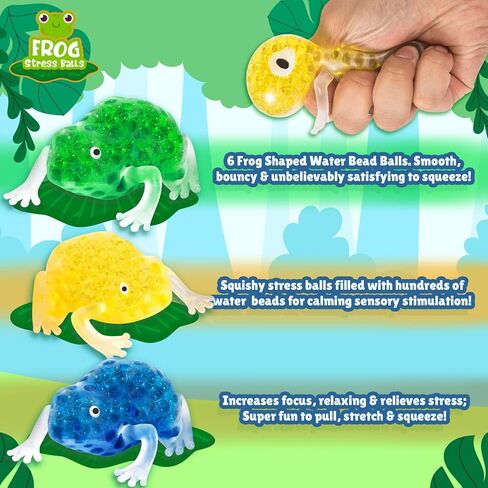 وليوليتوي لعبة خرز مائي حسي للاطفال، كرات ضغط ملونة على شكل ضفدع، العاب حسية على شكل حيوان لتهدئة الزوايا والتوحد واضطراب نقص الانتباه وفرط النشاط والقلق وهدايا حفلات اعياد الميلاد من 6 قطع in Kuwait